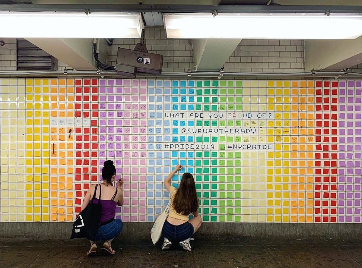 Subway Therapy — sticky notes and conversations in public space