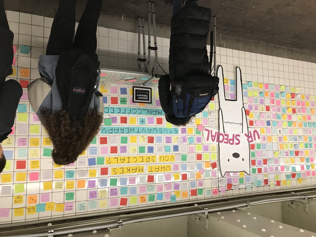 Subway Therapy — sticky notes and conversations in public space
