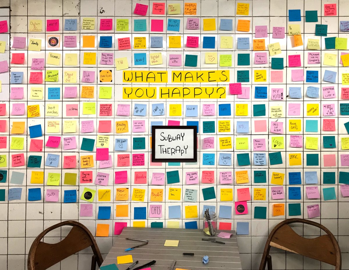 Subway Therapy — sticky notes and conversations in public space